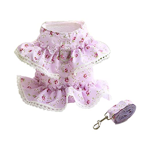 LtuzPet Vintage-Hundekleid mit Blumenmuster, mit Leine, Hundegeschirr, Kleid, Leine, Set für Welpen, Katzen, Kaninchen, Kleider mit D-Ring LtuzPet Vintage-Hundekleid mit Blumenmuster, mit Leine, Hundegeschirr, Kleid, Leine, Set für Welpen, Katzen, Kaninchen, Kleider mit D-Ring von LtuzPet