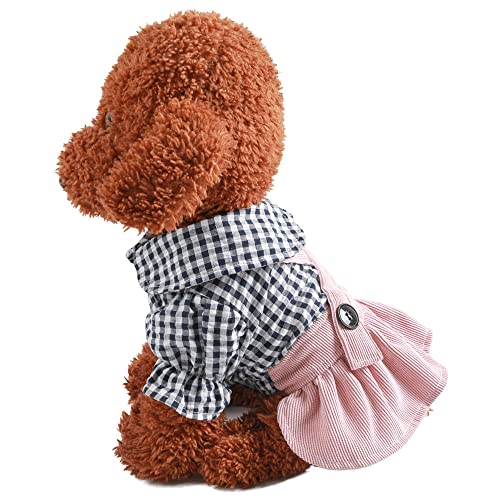 LtuzPet Vintage Plaid Hundekleid Rock Frühling Welpe Hundekleid Kreuz Rücken Kätzchen Welpen Kleid für kleine Haustiere Mädchen von LtuzPet