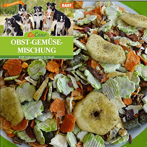 1 kg LuCano Obst + Gemüseflocken ohne Zusatz von Gluten und Getreide | Barf Ergänzung für ausgewachsene Hunde | Hundefutter | Flocken Mix | Gemüse | Barf Futter von LuCano