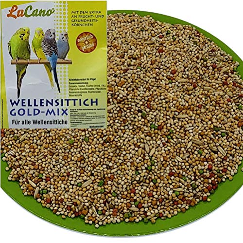 LuCano Wellensittich Futter | Vogelfutter | Wellensittichfutter (Gold Mix mit Früchten, 2 kg) von LuCano
