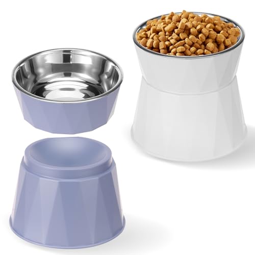 Erhöhte Katzennäpfe aus Edelstahl, abnehmbar, erhöhter Futternapf für Haustiere mit rutschfestem Ständer für Hunde und Katzen, Nackenschutz, Futternapf für trockenes Nassfutter, Dose, Wasser, 2 Stück Erhöhte Katzennäpfe aus Edelstahl, abnehmbar, erhöhter Futternapf für Haustiere mit rutschfestem Ständer für Hunde und Katzen, Nackenschutz, Futternapf für trockenes Nassfutter, Dose, Wasser, 2 Stück von LuLobtg