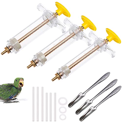 3 Stück Vogel Fütterung Spritze, Futterspritze für Vögel Papageien,Fütterungs Spritze zum Verfüttern von Milch/Medizin an Kranke Vögel, 20 ml, 10 ml, 50ml mit 6 Stücke Ernte Rohre von LuXianYS