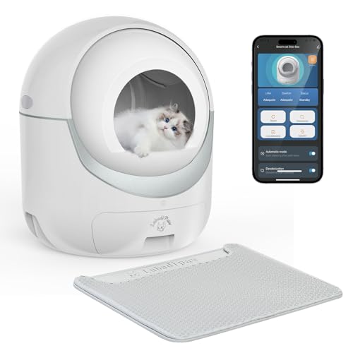 Lubadipaw Extra große selbstreinigende Katzentoilette, mit App-Steuerung, intelligente Geruchsentfernung, automatische Katzentoilette, Geruchsentfernung, Sicherheitsschutz für mehrere Katzen von LubadiPaw