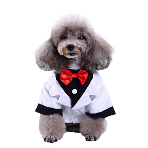 LucaSng Haustier Party Hund Kleidung Stilvolle Anzug Fliege Kostüm, Mantel Apparel, Hochzeit Shirt Formellen Smoking mit Krawatte Anzug Mantel (Stil 1, L) von LucaSng