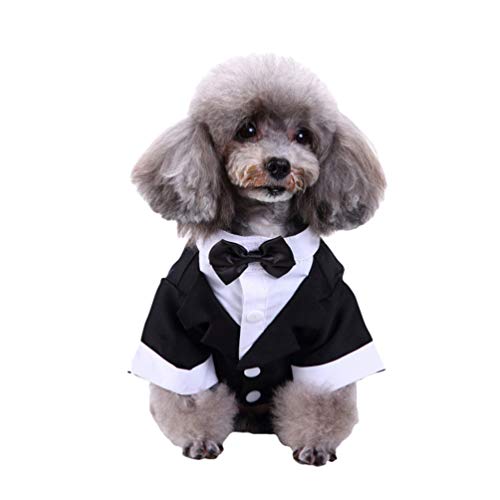 LucaSng Haustier Party Hund Kleidung Stilvolle Anzug Fliege Kostüm, Mantel Apparel, Hochzeit Shirt Formellen Smoking mit Krawatte Anzug Mantel (Stil 2, S) von LucaSng
