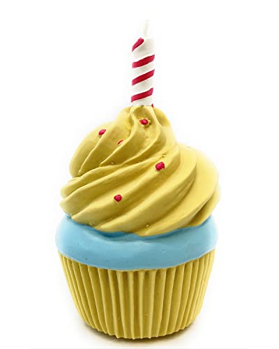 Hundespielzeug zum Geburtstag – Welpe Quietschender Cupcake – Gummispielzeug Hund – erster Geburtstag Spielzeug Kleine Mittlere Große Rassen von Lucas b Natural Dog Toys