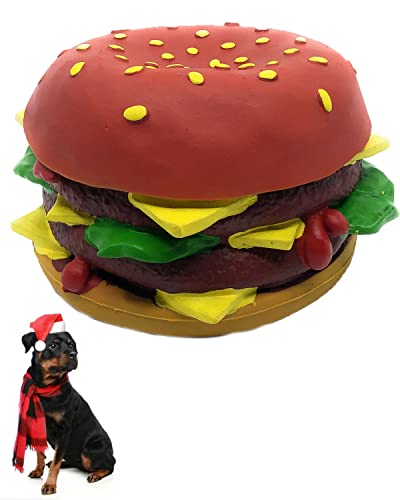 XL Cheeseburger Hundespielzeug – großes quietschendes Hundespielzeug – Naturkautschuk (Latex) – große Rassen – 14 cm Durchmesser und 10,2 cm Höhe – frei von schädlichen Chemikalien von Lucas b Natural Dog Toys