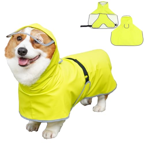 Luccalily Hunderegenjacke mit Kapuze, wasserdichter Hunde-Regenmantel, verstellbarer Bauchgurtschutz, leichter Poncho (XS, Hellgrün) von Luccalily