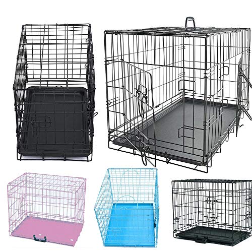 Lucg Haustierkäfig für Hunde und Welpen, 2 Türen, zusammenklappbar, mit Griff, 77,5 x 48,5 x 55,5 cm, Schwarz Lucg Haustierkäfig für Hunde und Welpen, 2 Türen, zusammenklappbar, mit Griff, 77,5 x 48,5 x 55,5 cm, Schwarz von Lucg