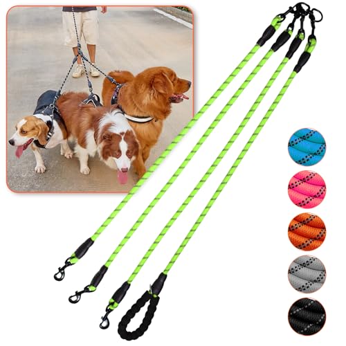 3-Wege-Leine für 3 Hunde, 360°-Drehgelenk, reflektierend, für große, mittelgroße und kleine Hunde, Grün 3-Wege-Leine für 3 Hunde, 360°-Drehgelenk, reflektierend, für große, mittelgroße und kleine Hunde, Grün von Luck Dawn