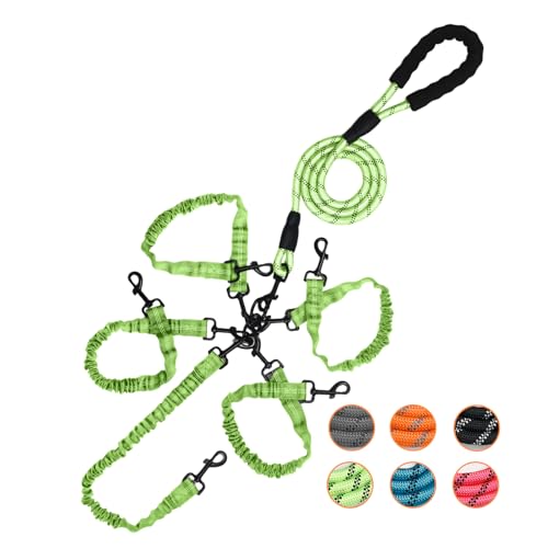 5-Wege-Hundeleine, kein Verheddern für fünf Hunde, 3-in-1-Hundeleine mit 360°-Drehgelenk, stoßdämpfend, reflektierende Fäden, Komfortschaumgriff, ideal für kleine Hunde und Hundetraining (Grün, fünf 5-Wege-Hundeleine, kein Verheddern für fünf Hunde, 3-in-1-Hundeleine mit 360°-Drehgelenk, stoßdämpfend, reflektierende Fäden, Komfortschaumgriff, ideal für kleine Hunde und Hundetraining (Grün, fünf von Luck Dawn