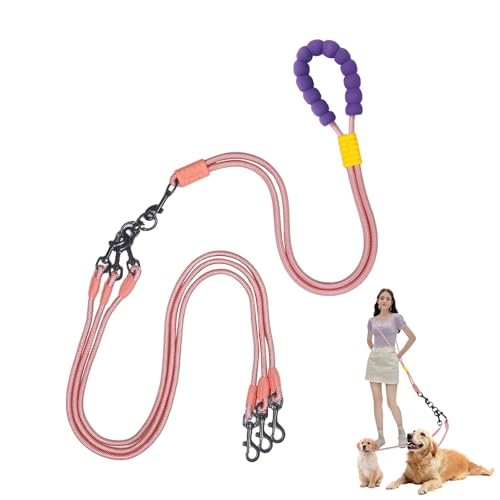 Doppelte Hundeleine, kein Verheddern, verstellbare geteilte Leinen, drei Haustiere, mit bequemem, gepolstertem Griff für drei Hunde, freihändig – drei Leinen für kleine/mittelgroße Haustiere (Rosa Doppelte Hundeleine, kein Verheddern, verstellbare geteilte Leinen, drei Haustiere, mit bequemem, gepolstertem Griff für drei Hunde, freihändig – drei Leinen für kleine/mittelgroße Haustiere (Rosa von Luck Dawn