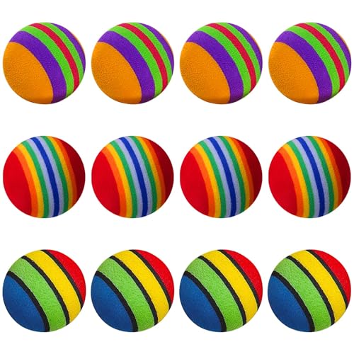Luckious 12 Stück Regenbogen-Spielzeug-Bälle – Haustier-Spielzeug-Ball für Haustierjagd, Training, Sport von Luckious