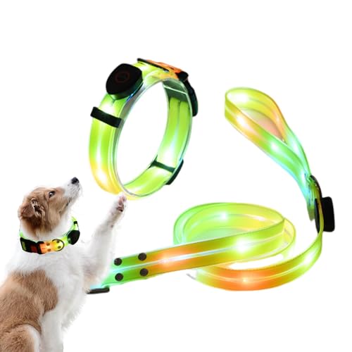 Beleuchtetes Hundehalsband, LED-Hundeleinen,Beleuchtete Hundeseile und Halsband | Set aus im Dunkeln leuchtenden Hundeleinen und Halsbändern, 3 Beleuchtungsmodi für die Sicherheit von Beleuchtetes Hundehalsband, LED-Hundeleinen,Beleuchtete Hundeseile und Halsband | Set aus im Dunkeln leuchtenden Hundeleinen und Halsbändern, 3 Beleuchtungsmodi für die Sicherheit von von Luckxing