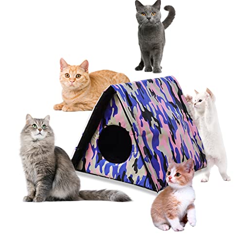 Katzenhaus im Freien, Katzenhöhle für Katzen im Freien,Winddichtes, faltbares Streukatzenhaus für draußen - Haustierbedarf für Terrasse, Balkon, Gemeinschaft für Hunde, Katzen, Kätzchen, Luckxing von Luckxing