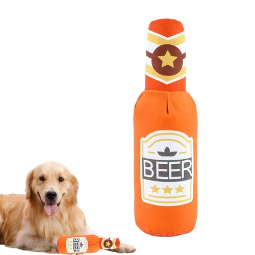 Luckxing Hundespielzeug Quietscher, grunzendes Hundespielzeug - Langlebiges, quietschendes Hundespielzeug mit Weinflasche | Langlebiges, zahnreinigendes, quietschendes Kauspielzeug für Hundewelpen von Luckxing