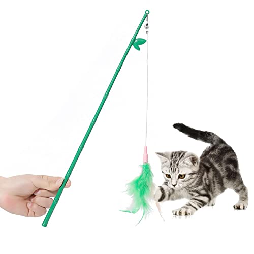Luckxing Katzenstab Spielzeug, Kätzchen Interaktives Stabspielzeug, Natürliches Federspielzeug für Haustiere mit abnehmbarem Zauberstab zum Jagen, Spielen und Trainieren von Luckxing