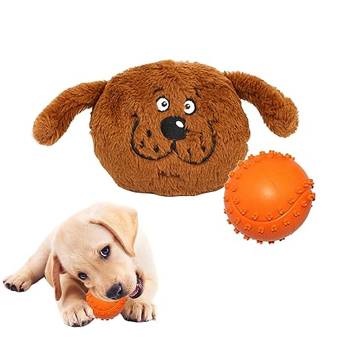 Luckxing Quietschball für Hunde | Interaktives 2-in-1-Kauspielzeug für Hunde in Tierfor aus Gummi | Sound-Hundeball, Hunde-Beißspielzeug für kleine und mittelgroße Welpen, Haustier-Sound-Spielzeug von Luckxing