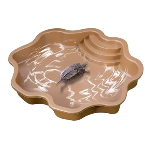 Reptilien-Badebecken, Reptilien-Wasserschale | Große Reptilien-Schildkröten-Badewanne, Futternapf | Eidechsen-Lebensraum mit Rampe, Schildkröten-Futternapf für kleine Geckos, Schildkröten von Luckxing