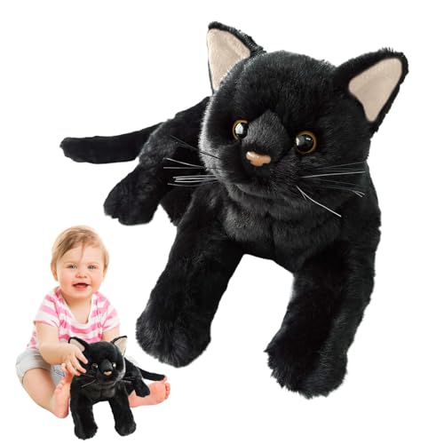 Luckxing Schwarzes Plüsch-Katzenspielzeug, Gefülltes schwarzes Katzenspielzeug | Weiche Plüsch-Kuschelpuppe mit Cartoon-Katze - Bequeme Plüschtierfigur zum Umarmen, Nickerchen Machen, Schlafen, Luckxing Schwarzes Plüsch-Katzenspielzeug, Gefülltes schwarzes Katzenspielzeug | Weiche Plüsch-Kuschelpuppe mit Cartoon-Katze - Bequeme Plüschtierfigur zum Umarmen, Nickerchen Machen, Schlafen, von Luckxing