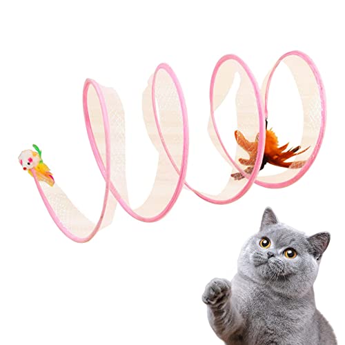 Netztunnel für Katzen - Zusammenklappbarer, interaktiver S-Typ-Tunnel zum Spielen von Katzen im Innenbereich mit neckenden Spielzeugen | Pet Supplies Katzenfeder-Röhrenspielzeug – geeignet Luckxing von Luckxing