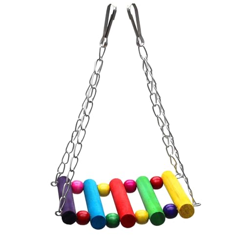 Papageienkäfig-Hängemattenschaukel | Bunte Holzschaukel mit Metallkette und Verschluss,Hängematten-Schaukelspielzeug für Sittiche, Nymphensittiche, Finken, Lovebirds, Aras, Sittiche Papageienkäfig-Hängemattenschaukel | Bunte Holzschaukel mit Metallkette und Verschluss,Hängematten-Schaukelspielzeug für Sittiche, Nymphensittiche, Finken, Lovebirds, Aras, Sittiche von Luckxing