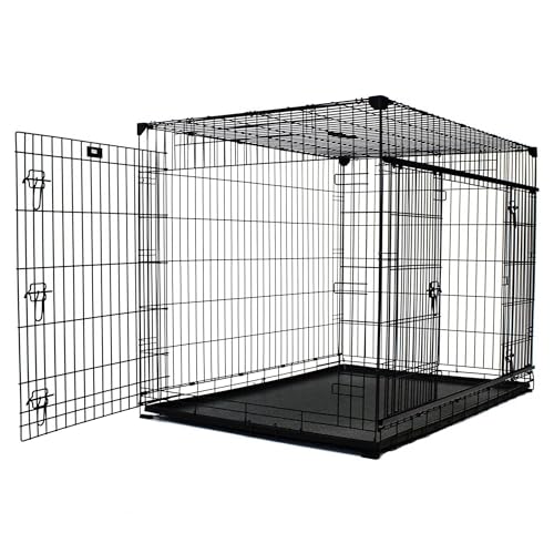 Lucky Dog 106,7 cm (L) Slyder Whisper Glide Hundekäfig mit Schiebetür | 2. Seitentür Zugang | Patentierte Eckstabilisatoren | Abnehmbare Wanne | Gummifüße | Tragegriff von Lucky Dog