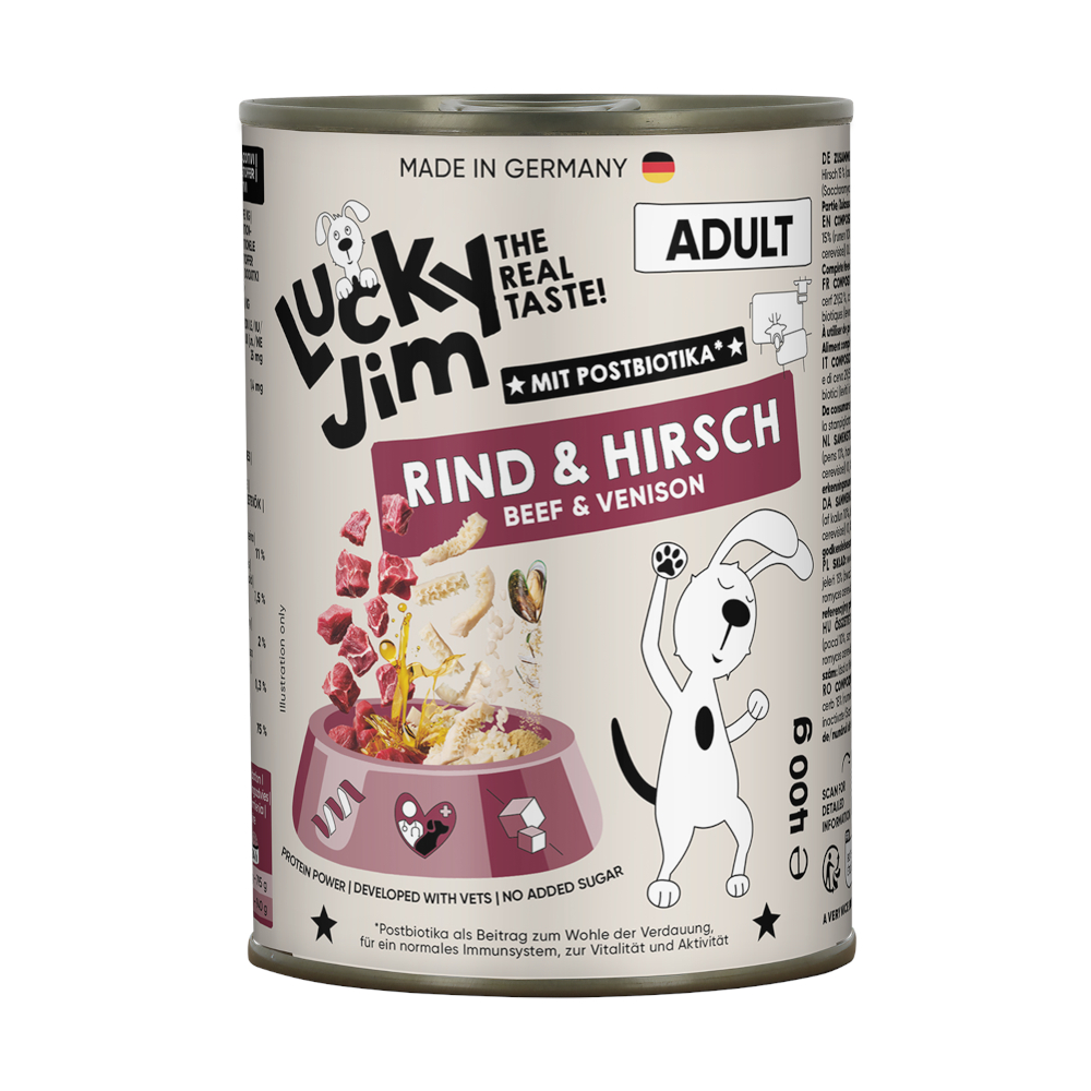 Lucky Jim Adult 6 x 400 g - Rind & Hirsch Lucky Jim Adult 6 x 400 g - Rind & Hirsch von Lucky Jim