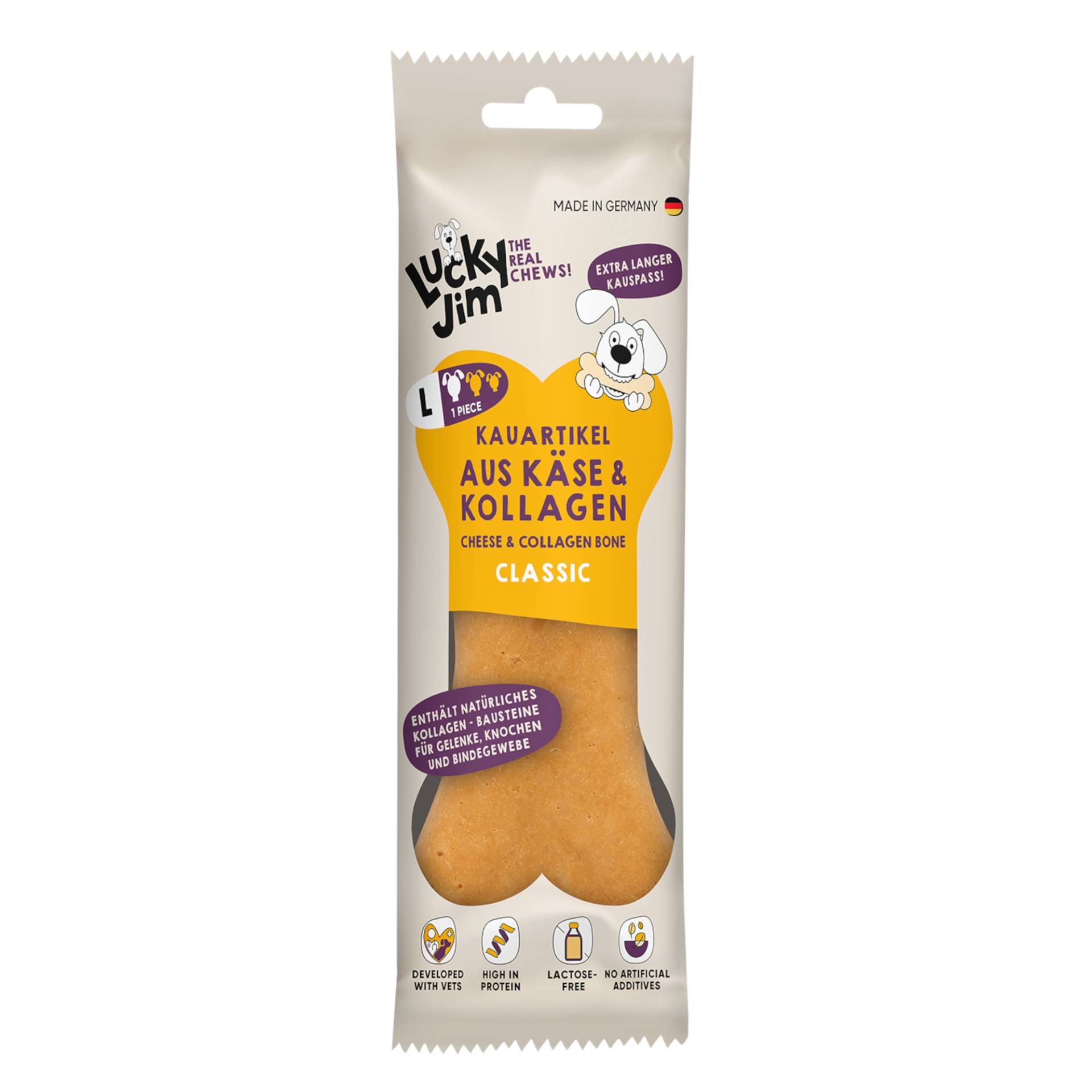 Lucky Jim Kauknochen L - Käse & Kollagen Classic (120 g) von Lucky Jim