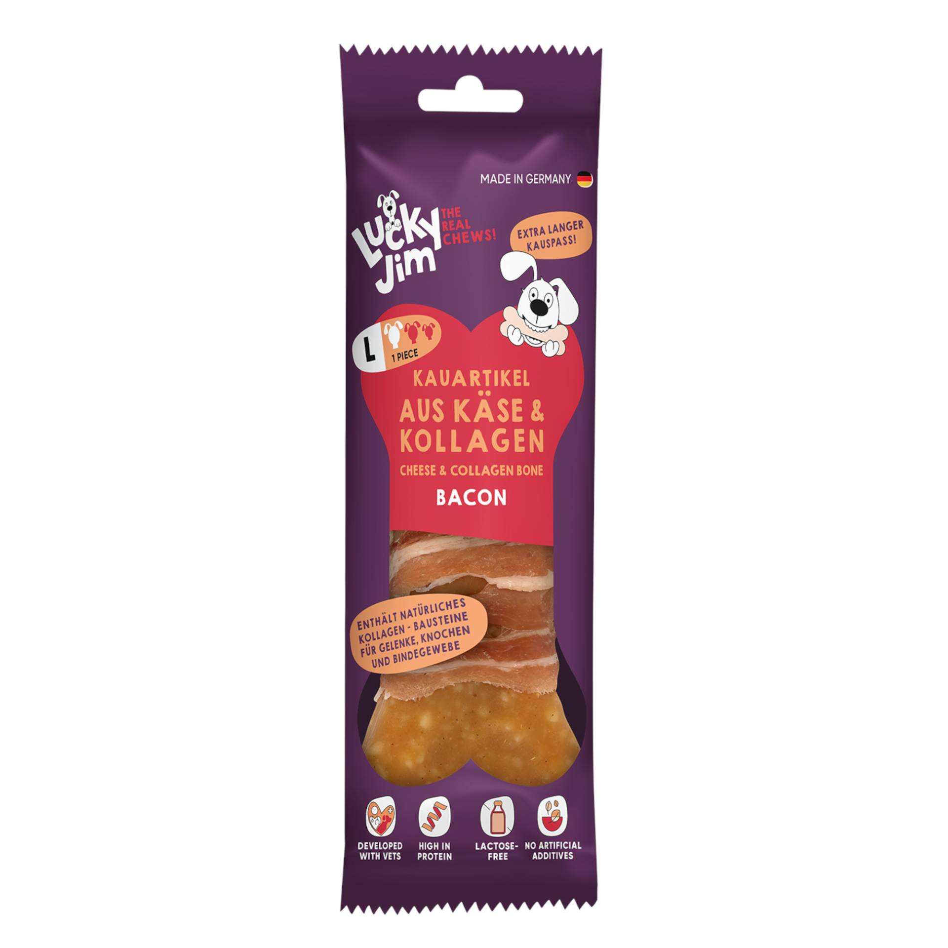 Lucky Jim Kauknochen L - Sparpaket: Käse & Kollagen Bacon  (3 x 120 g) von Lucky Jim