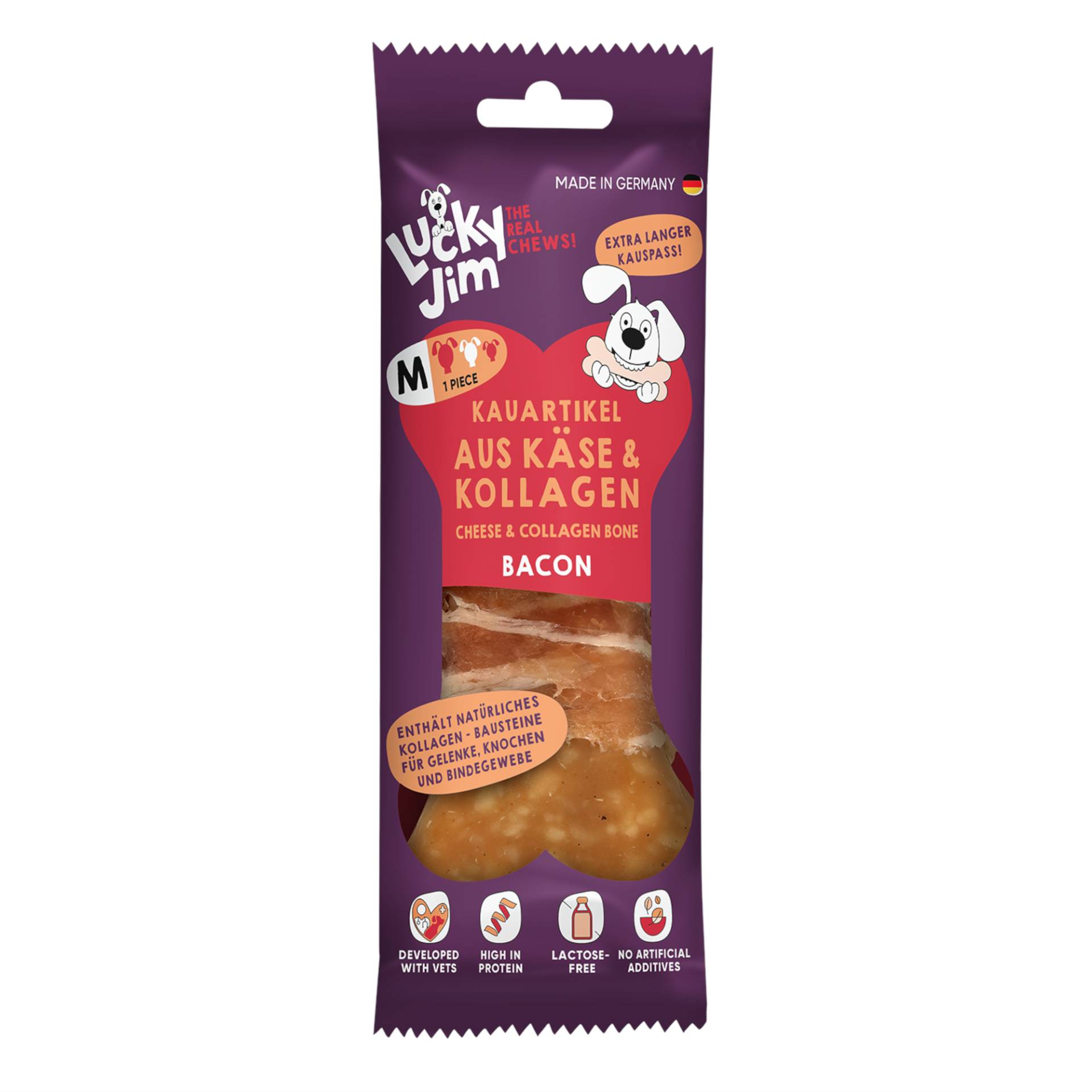 Lucky Jim Kauknochen M - Käse & Kollagen Bacon (60 g) von Lucky Jim