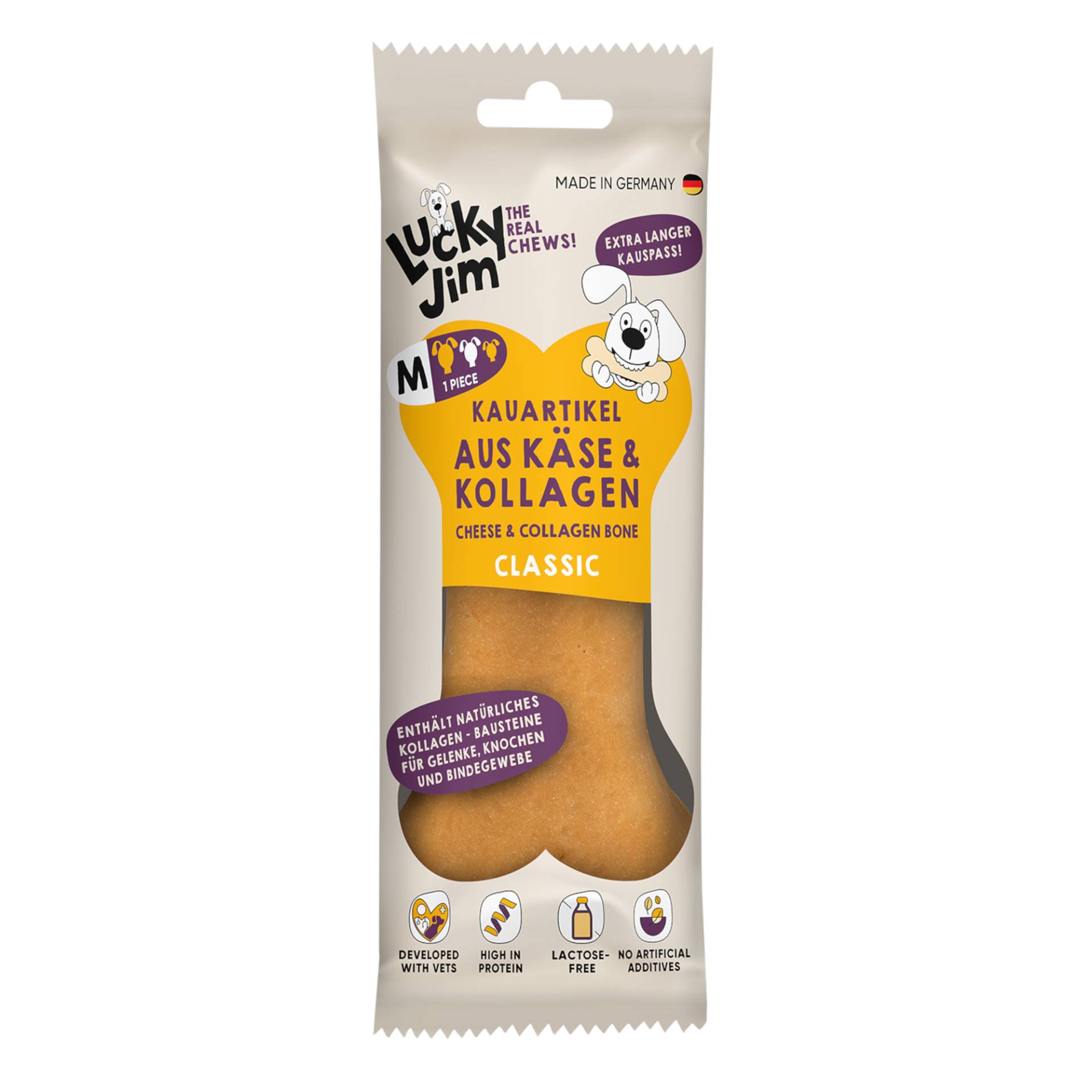 Lucky Jim Kauknochen M - Sparpaket: Käse & Kollagen Classic (3 x 60 g) von Lucky Jim