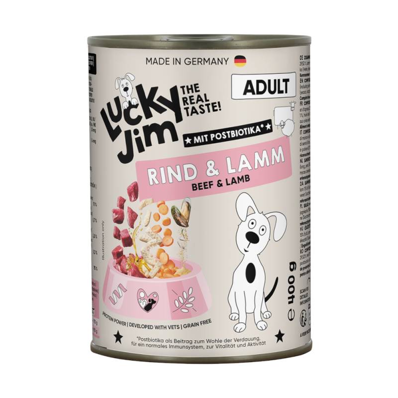 Sparpaket Lucky Jim Adult 24 x 400 g - Rind & Lamm Sparpaket Lucky Jim Adult 24 x 400 g - Rind & Lamm von Lucky Jim