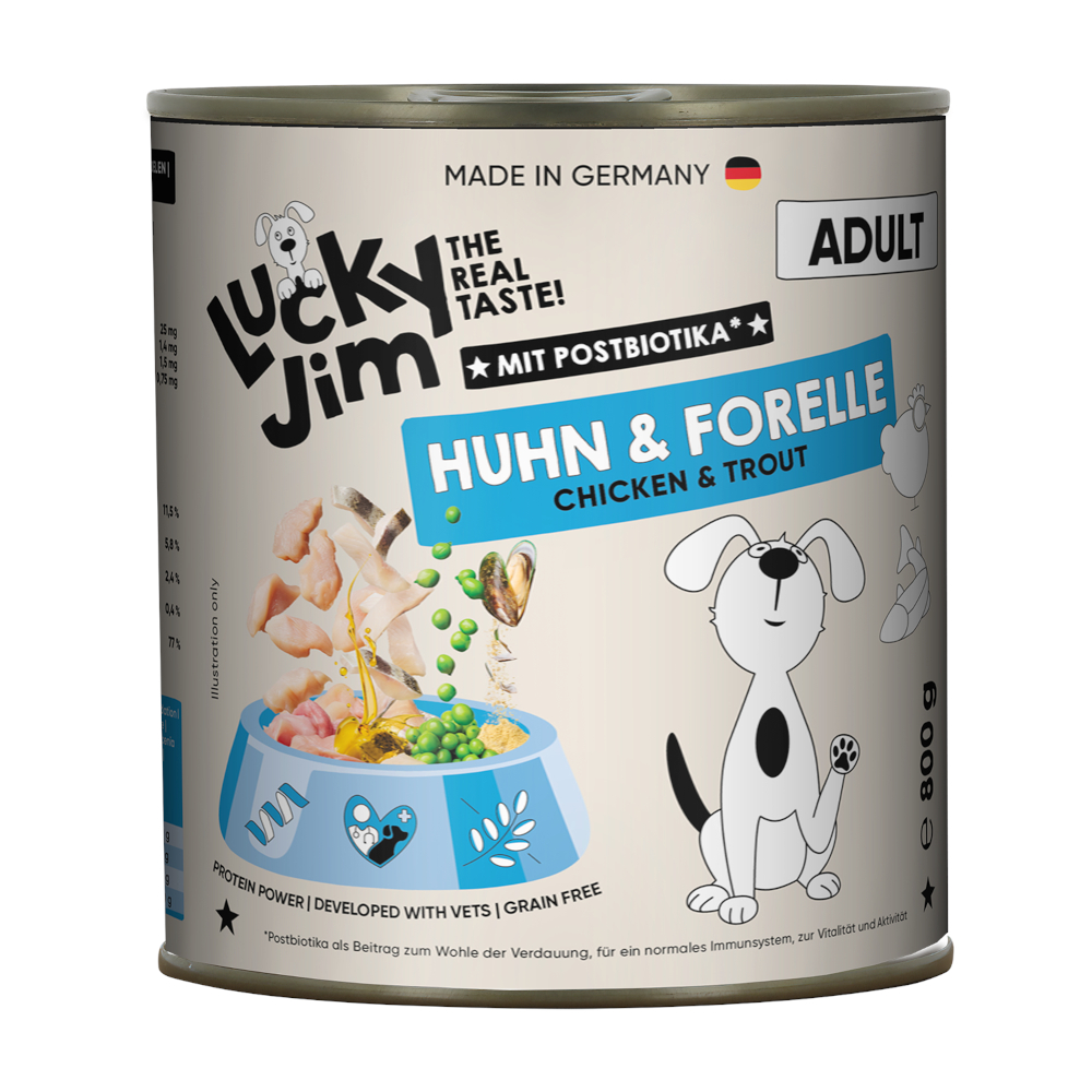 Sparpaket Lucky Jim Adult 24 x 800 g - Huhn & Forelle Sparpaket Lucky Jim Adult 24 x 800 g - Huhn & Forelle von Lucky Jim