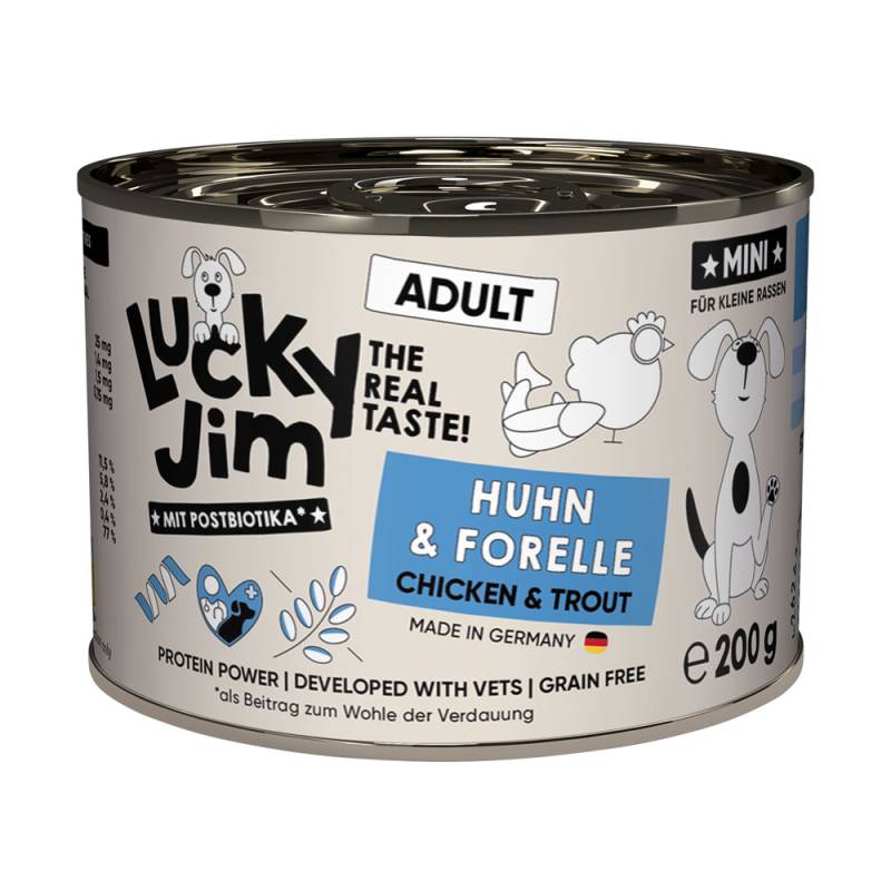 Sparpaket Lucky Jim MINI Adult 24 x 200 g - Huhn & Forelle Sparpaket Lucky Jim MINI Adult 24 x 200 g - Huhn & Forelle von Lucky Jim