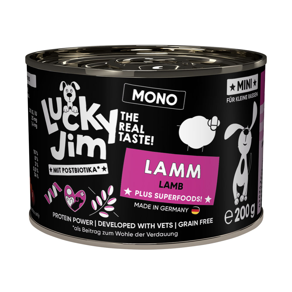 Sparpaket Lucky Jim MINI Mono 24 x 200 g - Lamm Sparpaket Lucky Jim MINI Mono 24 x 200 g - Lamm von Lucky Jim