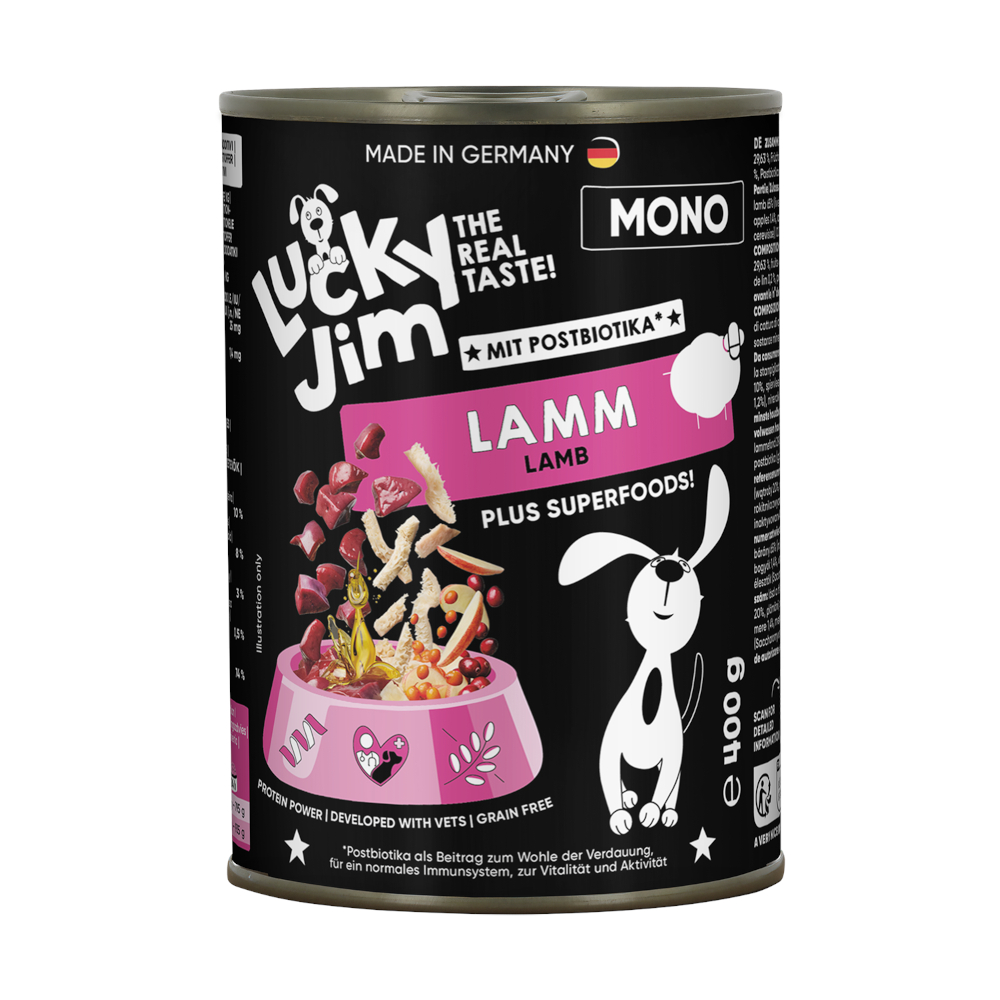 Sparpaket Lucky Jim Mono 24 x 400 g - Lamm Sparpaket Lucky Jim Mono 24 x 400 g - Lamm von Lucky Jim