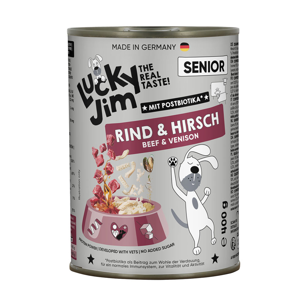 Sparpaket Lucky Jim Senior 24 x 400 g - Rind & Hirsch von Lucky Jim
