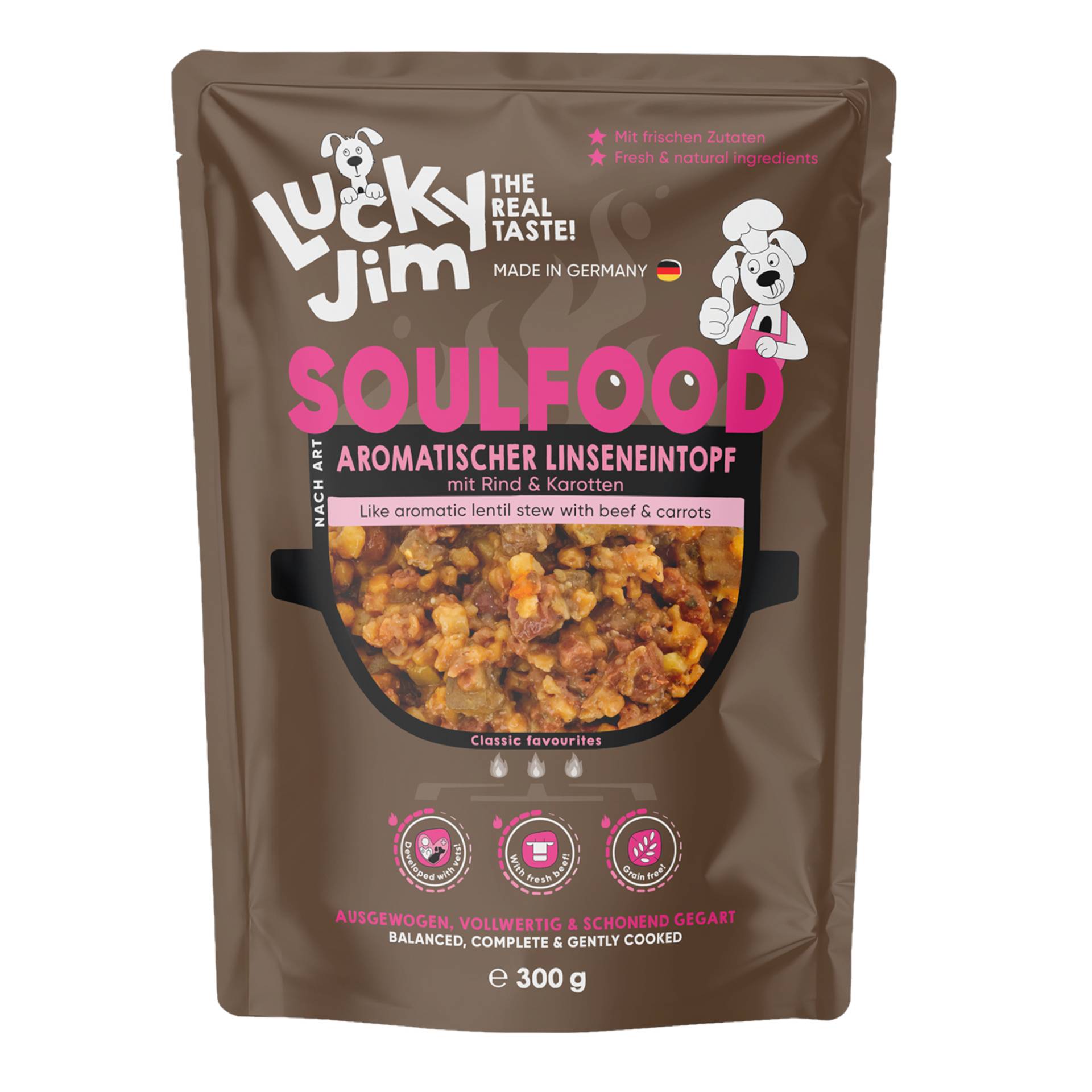 Sparpaket Lucky Jim Soulfood 24 x 300 g - Linseneintopf von Lucky Jim
