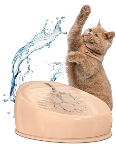 Lucky-Kitty Trinkbrunnen für Katze braun I Katzenbrunnen Keramik Handarbeit, hygienisch I Kein Aufladen, kein Filter-Tausch I Trinkbrunnen leise & energiesparend I Wasserspender Katzen plastikfrei von Lucky-Kitty