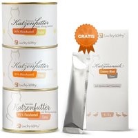 Lucky-Kitty Katzenfutter Probierset (3x200g) + Filet-Creme von Lucky-Kitty