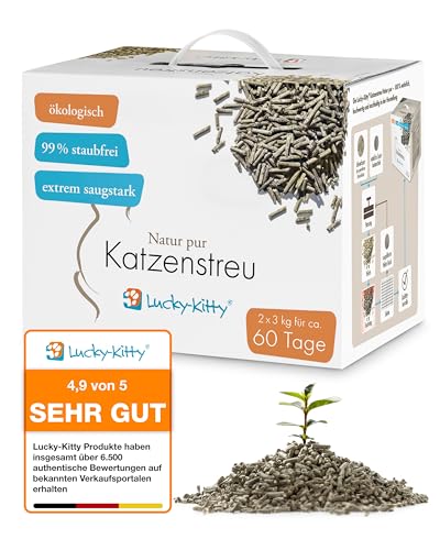 Lucky-Kitty Katzenstreu Klumpstreu 6 kg für 60 Tage, ökologisch I Staubfrei & klumpend, hochsaugfähig & geruchsneutralisierend I Allergiker-freundliche Streu mit Duft, in Toilette entsorgbar Lucky-Kitty Katzenstreu Klumpstreu 6 kg für 60 Tage, ökologisch I Staubfrei & klumpend, hochsaugfähig & geruchsneutralisierend I Allergiker-freundliche Streu mit Duft, in Toilette entsorgbar von Lucky-Kitty