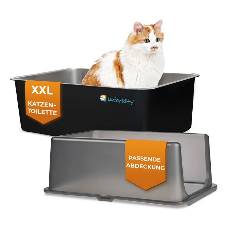 Lucky Kitty XXL Katzentoilette mit Haube – Edelstahl schwarz Lucky Kitty XXL Katzentoilette mit Haube – Edelstahl schwarz von Lucky Kitty
