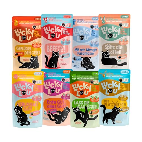Lucky Lou Lifestage Adult Tasty Mix-Paket Katzenfutter nass - hochwertiges Katzenfutter mit viel Protein - Nassfutter getreidefrei & ohne Zucker (125 g (12er Pack), Tasty Mix) Lucky Lou Lifestage Adult Tasty Mix-Paket Katzenfutter nass - hochwertiges Katzenfutter mit viel Protein - Nassfutter getreidefrei & ohne Zucker (125 g (12er Pack), Tasty Mix) von Lucky Lou