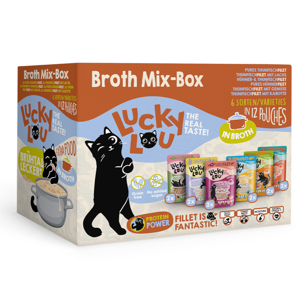 Lucky Lou Extra Food Filet in Brühe 12 x 70 g - Sparpaket: 24 x 70 g Mix-Box von Lucky Lou