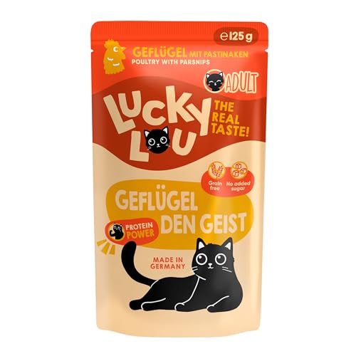 Lucky Lou Lifestage Geflügel Katzenfutter nass - hochwertiges Katzenfutter mit hohem Fleischanteil - Nassfutter getreidefrei & ohne Zucker für Katzen, 125g (32er Pack) von Lucky Lou