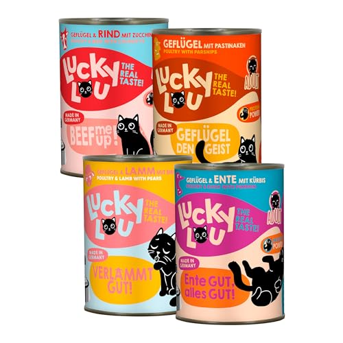 Lucky Lou Adult Mix-Paket Katzenfutter nass - 24 x 400g - hochwertiges Katzenfutter mit viel Protein - Nassfutter getreidefrei & ohne Zucker von Lucky Lou