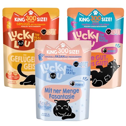 Lucky Lou Lifestage Mix Katzenfutter nass - hochwertiges Katzenfutter mit hohem Fleischanteil - Nassfutter getreidefrei & ohne Zucker für Katzen, 300g (18er Pack) von Lucky Lou