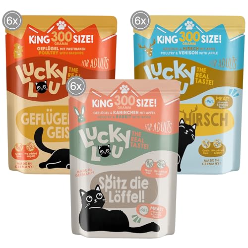 Lucky Lou Lifestage Katzenfutter nass - hochwertiges Katzenfutter mit hohem Fleischanteil - Nassfutter getreidefrei & ohne Zucker für Katzen, 300g (18er Pack) von Lucky Lou