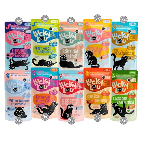 Lucky Lou Adult Mix-Paket Katzenfutter nass - 32 x 125g - hochwertiges Katzenfutter mit viel Protein - Nassfutter getreidefrei & ohne Zucker von Lucky Lou